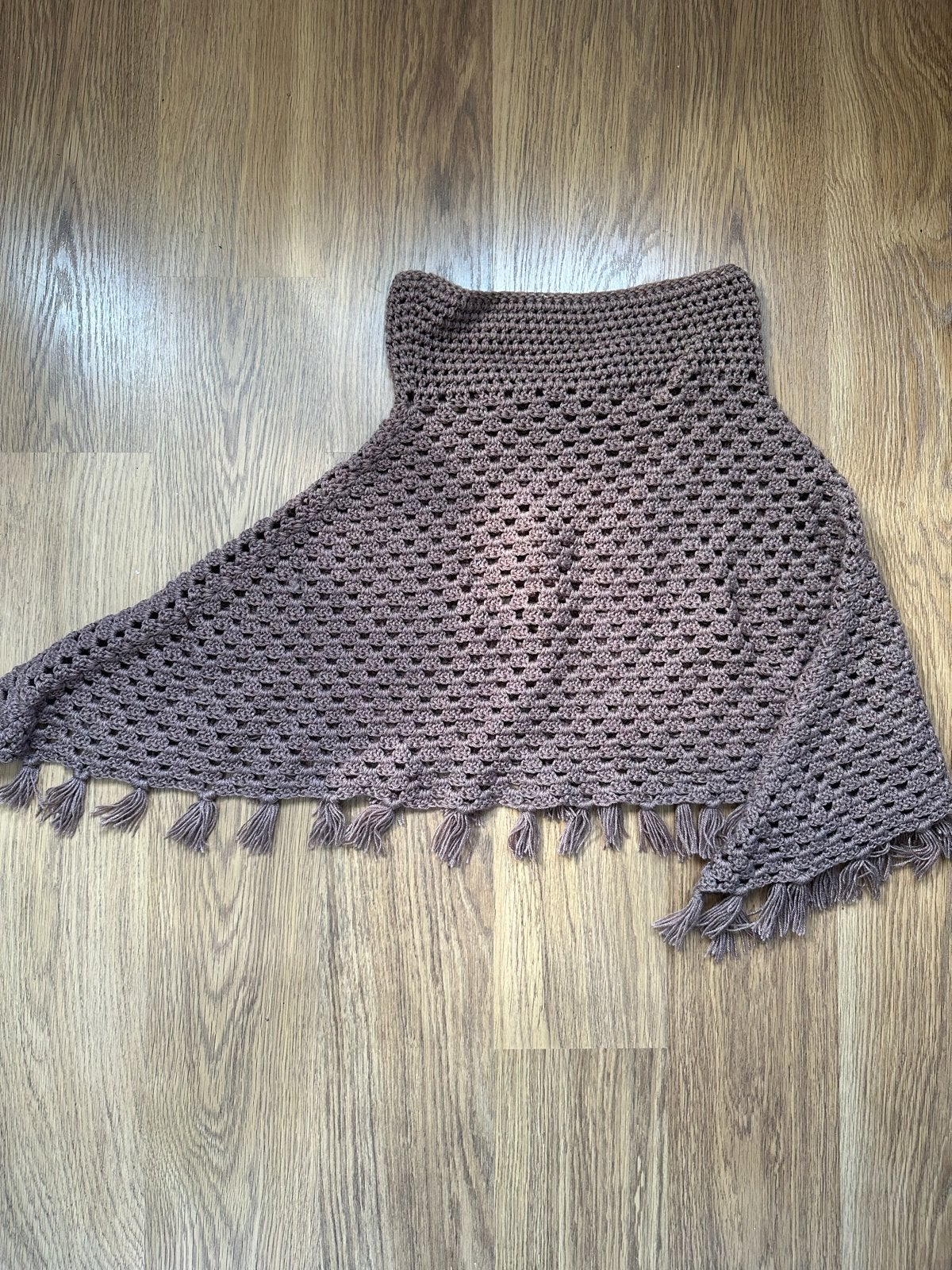 Gehaakte Poncho met Franjes - Bruin, Kleding | Dames, Ophalen of Verzenden, Gedragen, Bruin