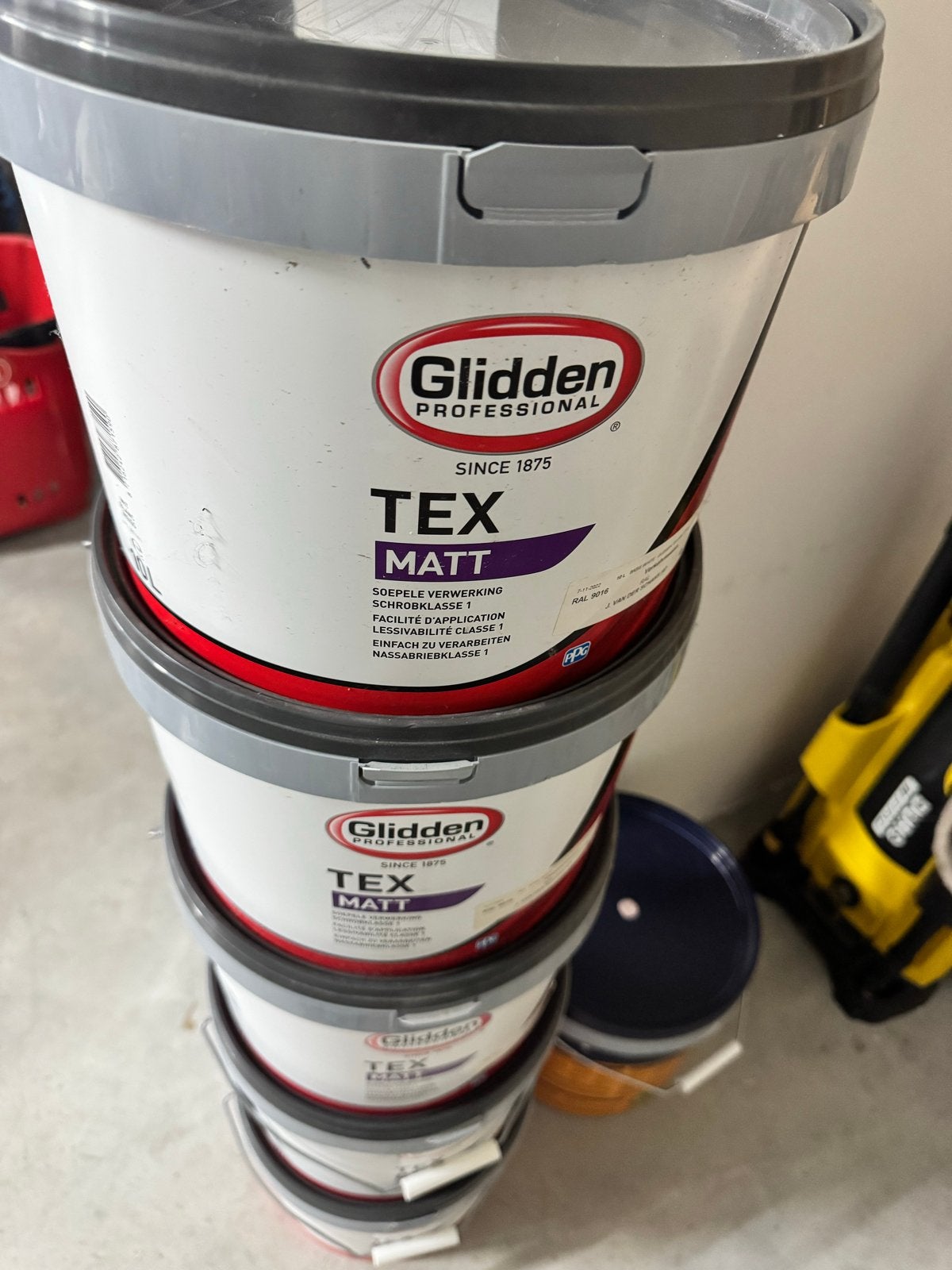 6x Glidden Professional TEX MATT verf - Nieuw in emmer, Wit, Nieuw, Ophalen of Verzenden, Verf