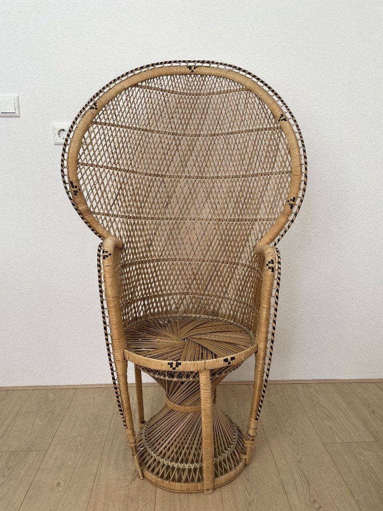 Pauwenstoel, Huis en Inrichting, Stoelen, Ophalen, Gebruikt, Bruin, Riet of Rotan