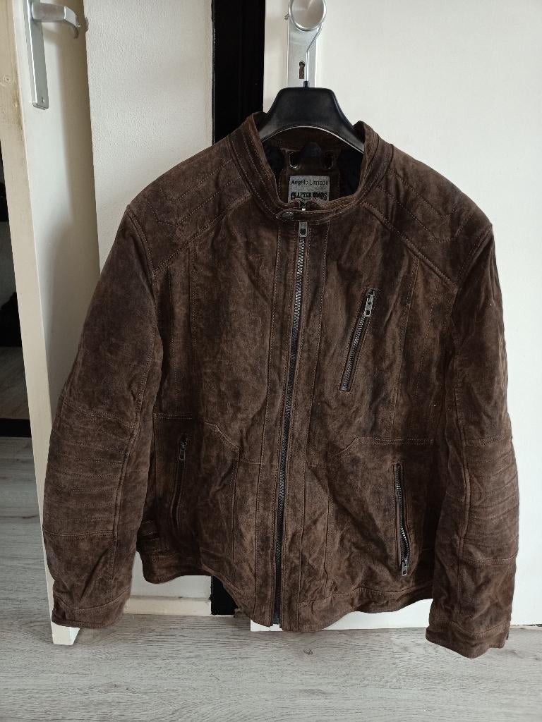 100% mannen/heren leren bruine biker jas XL, Kleding | Heren, Jassen | Winter, Bruin, Angelo Litrico, Maat 56/58 (XL), Ophalen of Verzenden