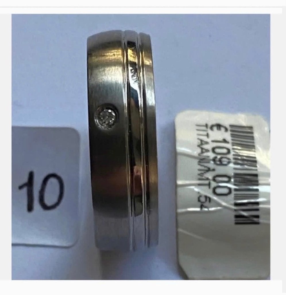 Deens design Sale Titanium RVS ring met briljant maat 14, Sieraden, Tassen en Uiterlijk, Ringen, IJzer of Staal, Ophalen of Verzenden