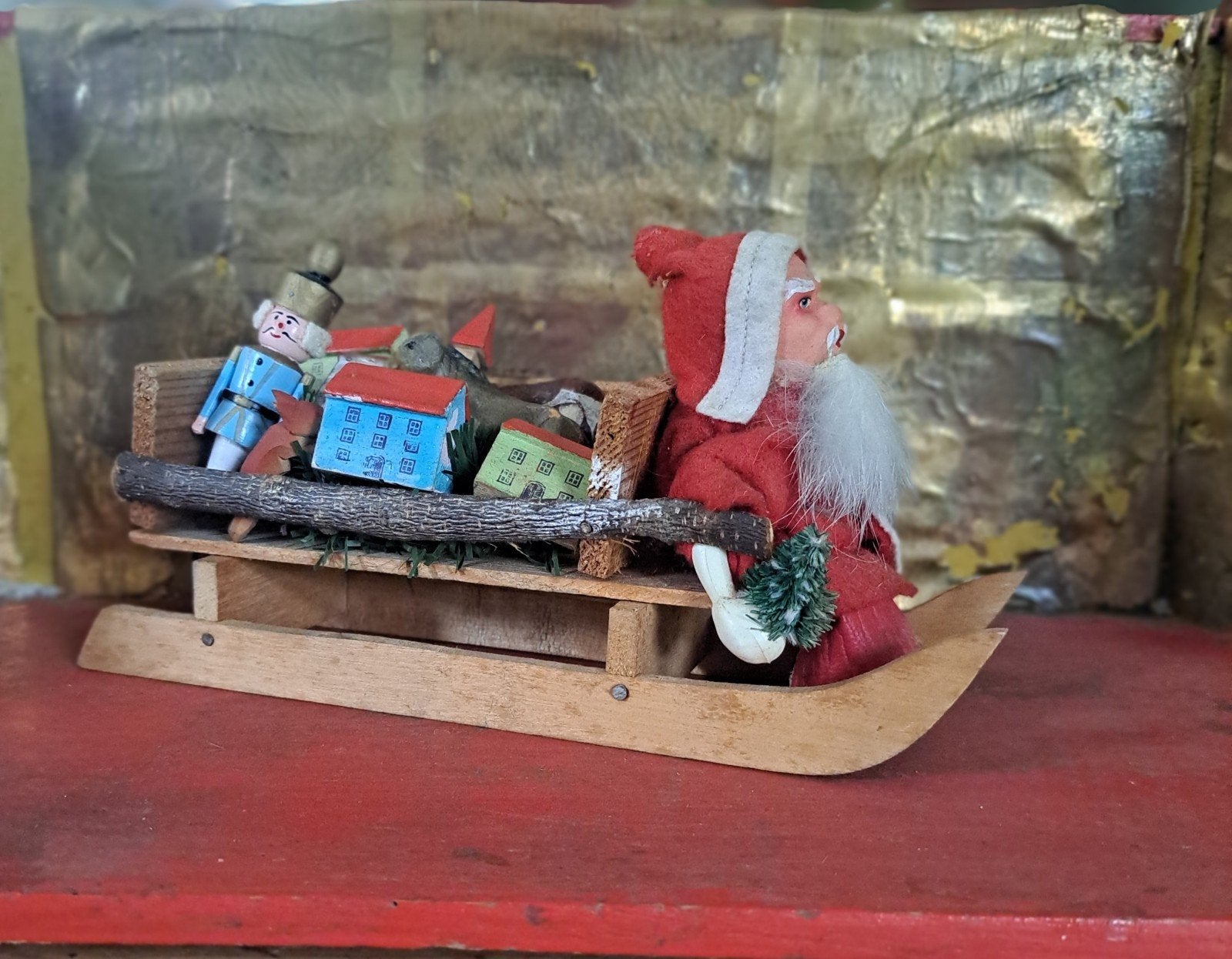zeldzame vintage kerstman met slee en kadootjes, Antiek en Kunst, Ophalen of Verzenden