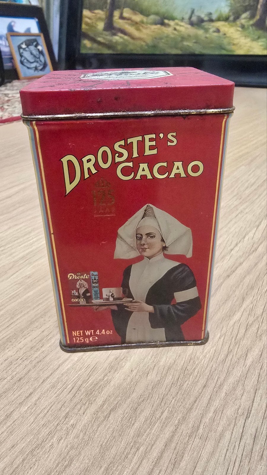Droste Cacao Blik - 125g Jubileum Uitgave (1863-1988) Vintag, Verzamelen, Blikken, Ophalen of Verzenden, Gebruikt, Overige, Droste