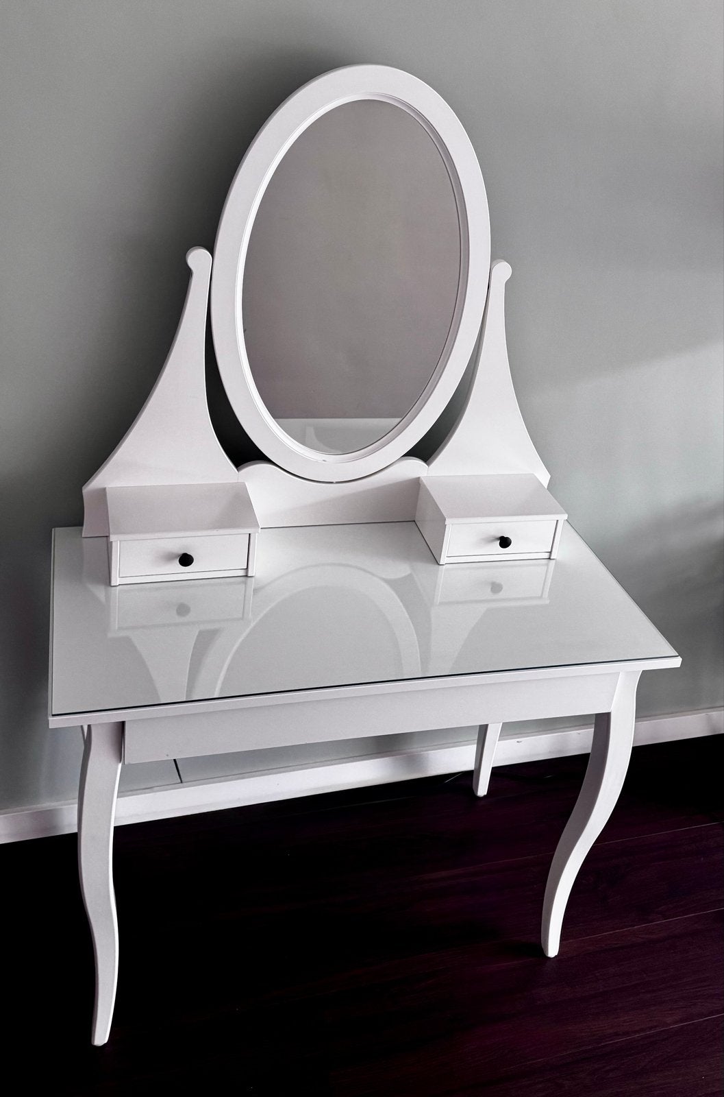 IKEA HEMNES Toilettafel met spiegel, wit, Ophalen, 50 tot 100 cm, Zo goed als nieuw, 150 tot 200 cm