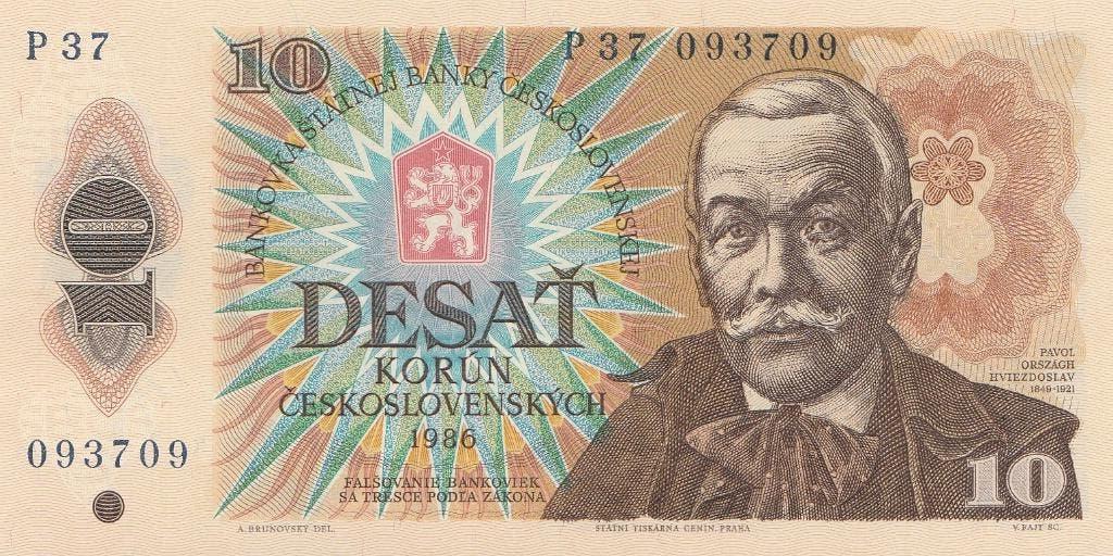 10 Korun Ceskoslovenskych 1986 unc, Ophalen of Verzenden, Overige landen, Los biljet