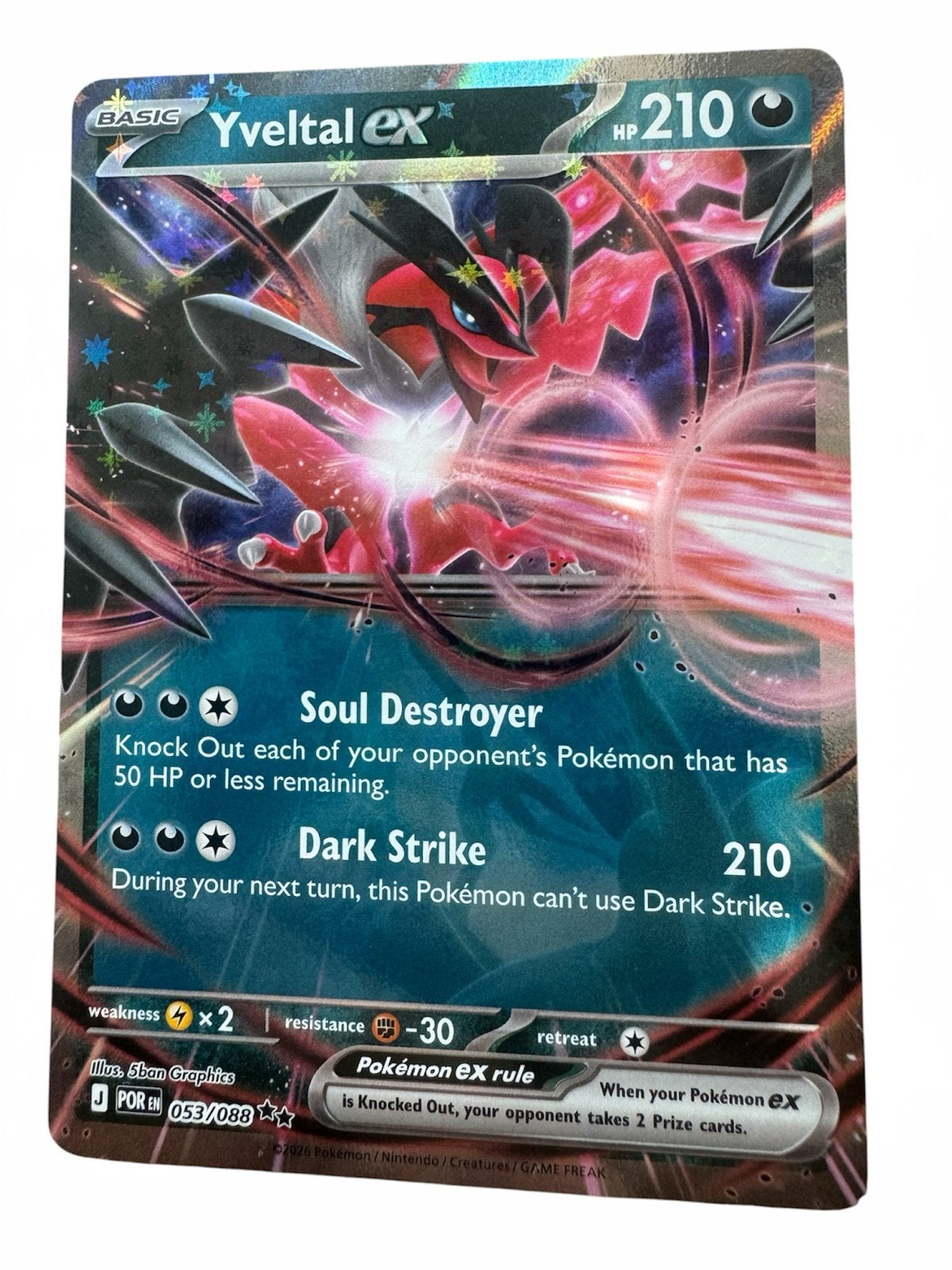 Yveltal ex Pokémon kaart (053/088) - Zo goed als nieuw, Ophalen of Verzenden, Zo goed als nieuw, Losse kaart