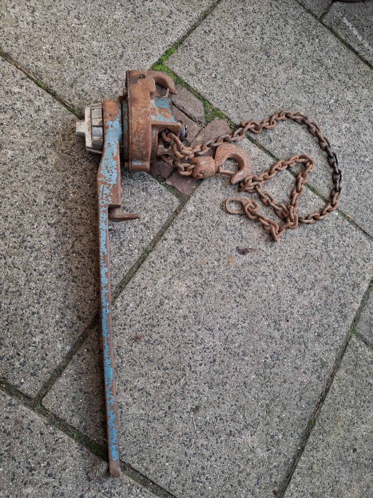 Pfaff silberblau antieke takel / hefboom 750 KG, Ophalen, Gebruikt