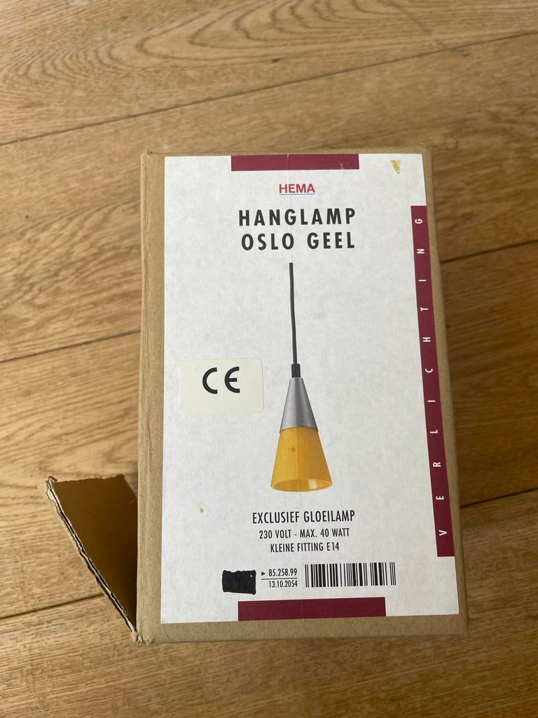 Hema Hanglamp Oslo Geel - Kleine fitting E14, Ophalen of Verzenden, Nieuw, Glas