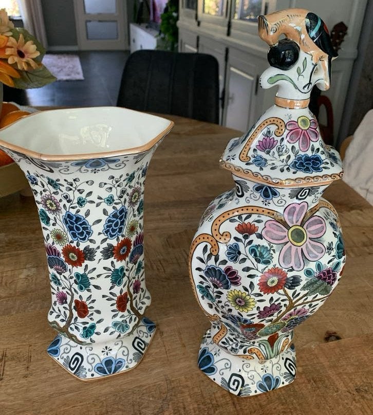100 jr oud item Delfts Blauw Vazen Set - Handgeschilderd, Ophalen of Verzenden