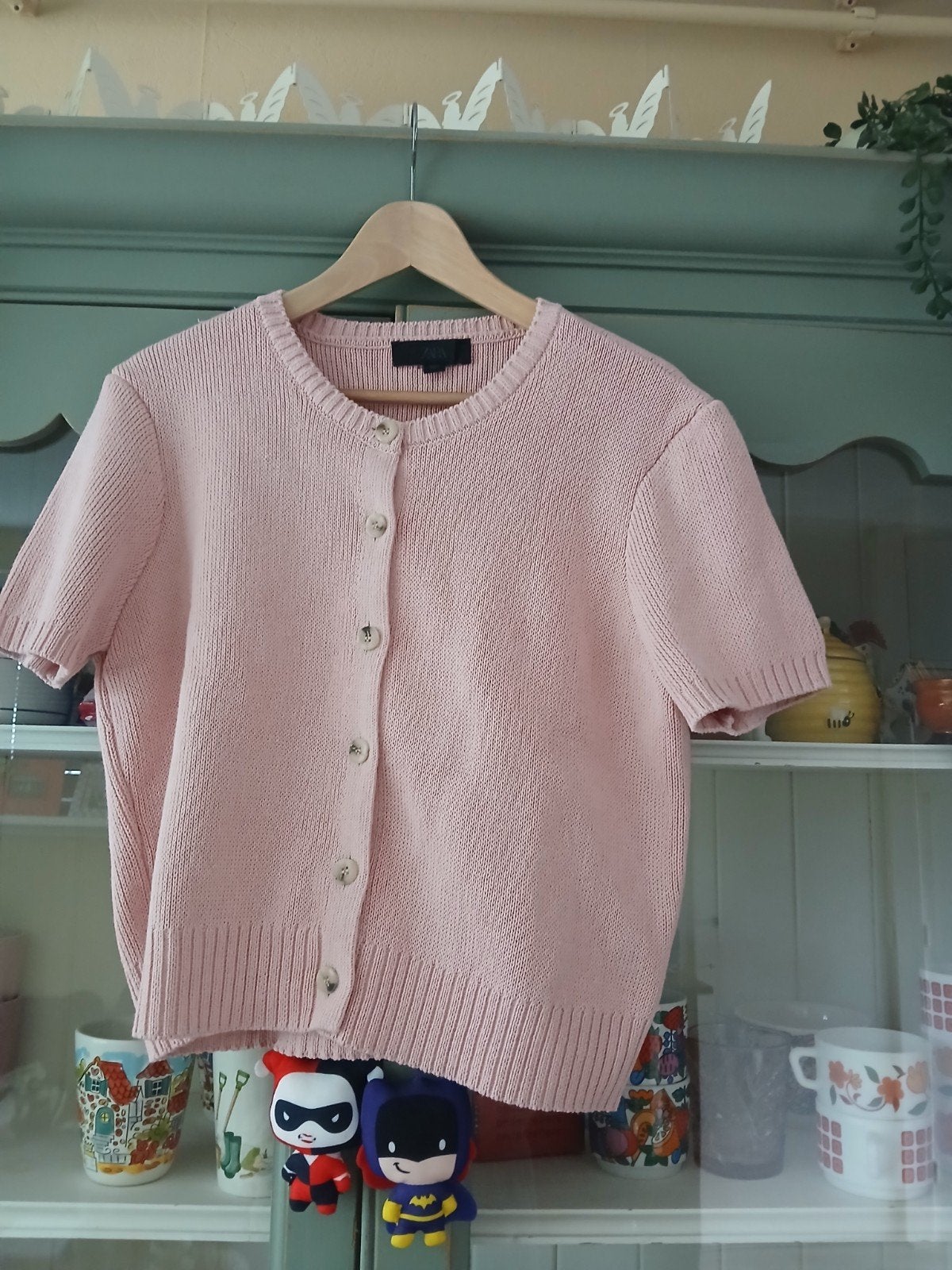 Zara gebreid vestje korte mouw lichtroze L, Kleding | Dames, Zara, Maat 42/44 (L), Ophalen of Verzenden, Zo goed als nieuw