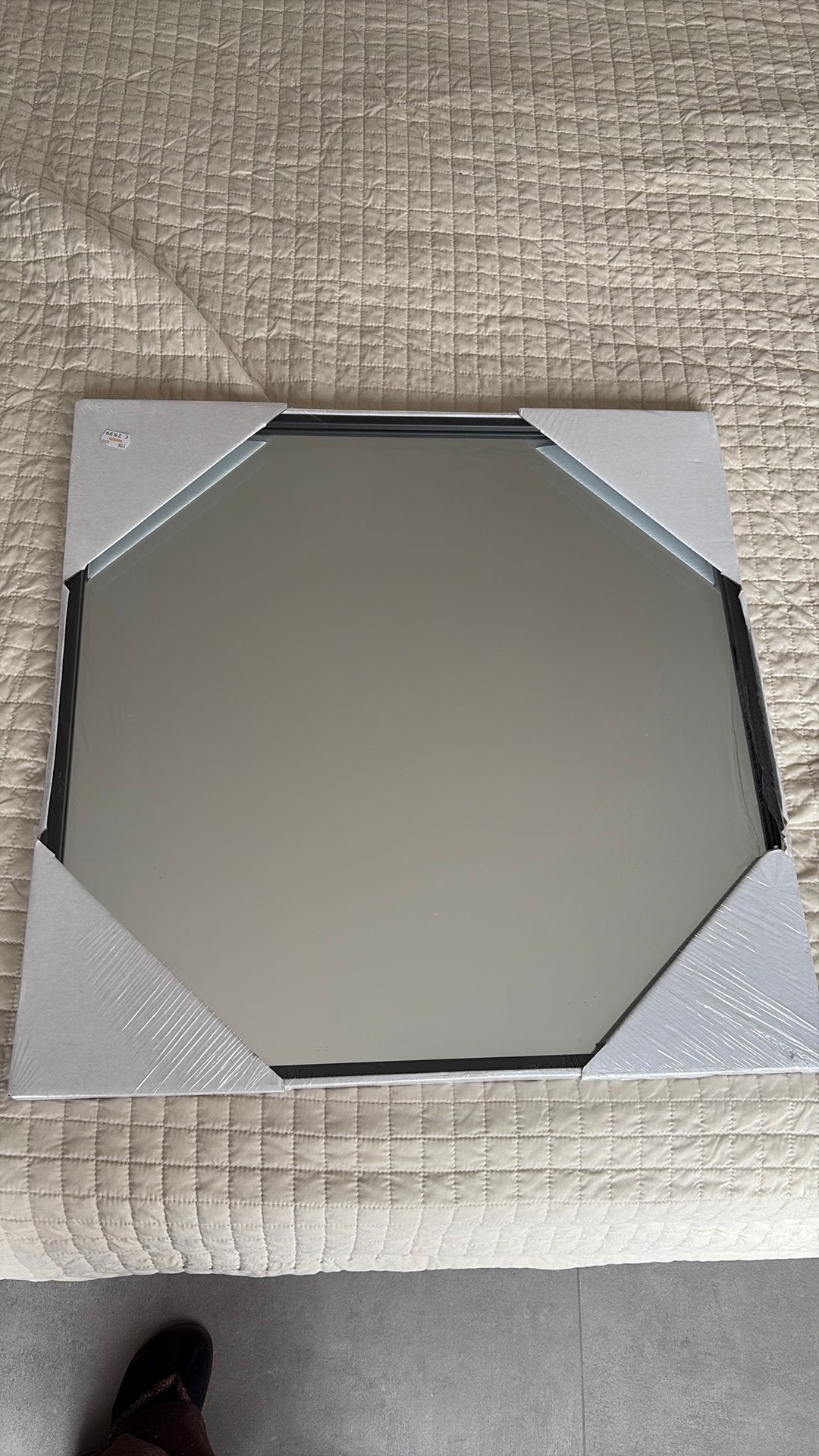 Spiegel met zwarre rand 60x60, Ophalen, Nieuw, Minder dan 100 cm, Rechthoekig