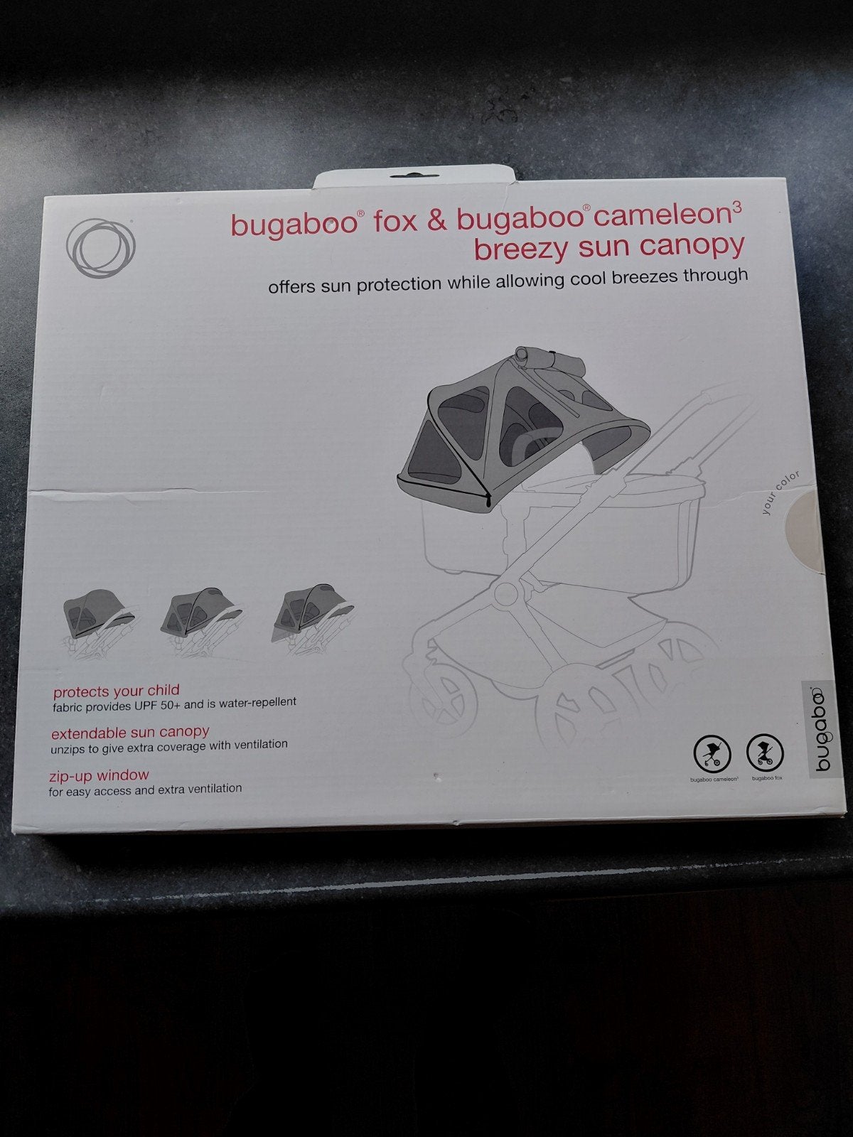 Bugaboo Fox/Cameleon 3 Breezy Zonnekap - Lichtgrijs, Ophalen of Verzenden, Nieuw, Kinderwagen, Bugaboo