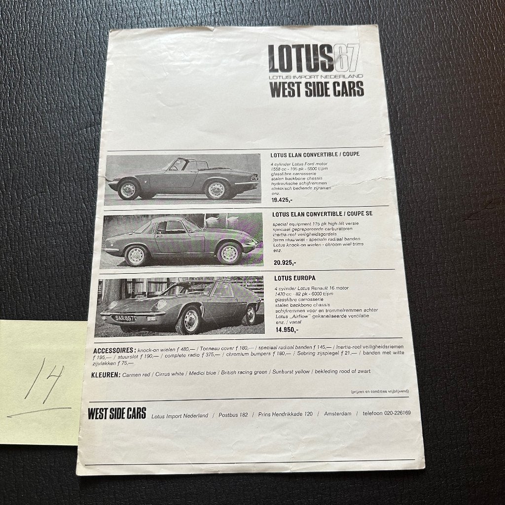 #14) LOTUS Elan/ Europa 1967, Verzenden, Gelezen, Overige merken