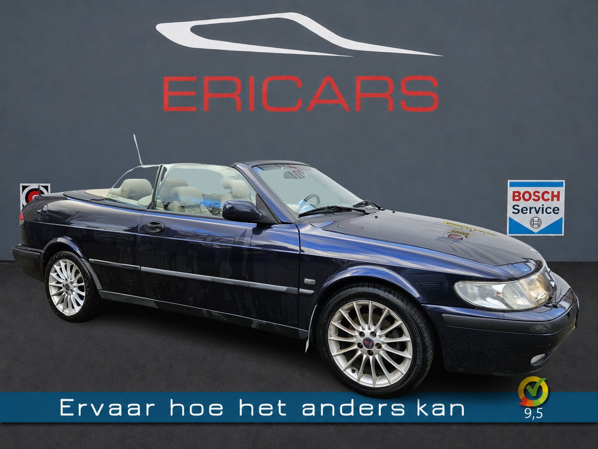Saab 9-3 Cabrio 2.0t S AIRCO LM LEER WINDSCHERM TREKHAAK, Auto's, Voorwielaandrijving, Gebruikt, Beige, 4 cilinders