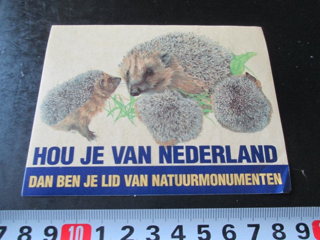 sticker Hou je van Nederland Natuurmonumenten Egel Egels *, Verzamelen, Ophalen, Zo goed als nieuw