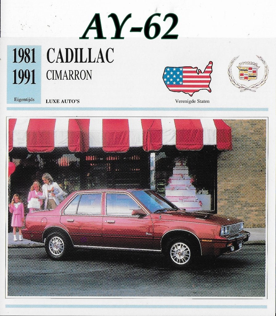 Ay62 autokaart cadillac cimarron ( 1981 - 1991 ), Ophalen of Verzenden, Zo goed als nieuw, Auto's