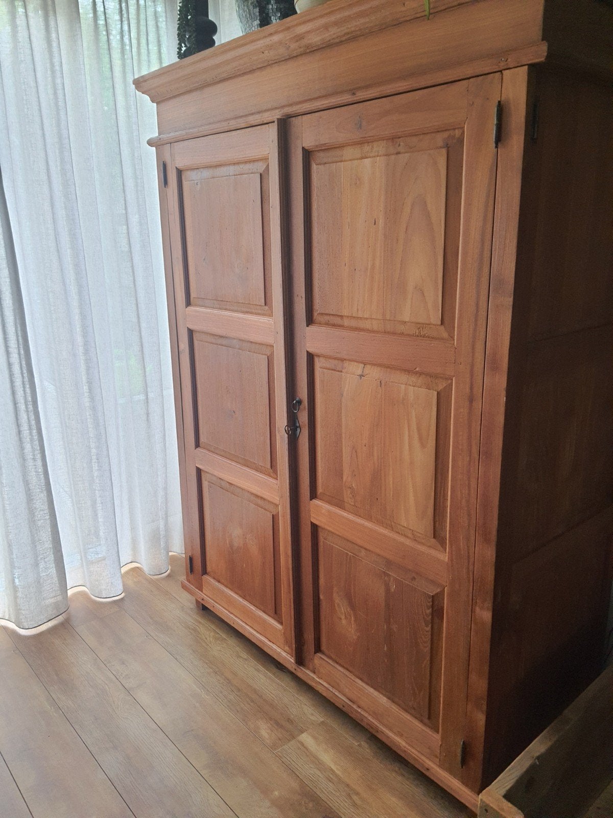 Teak houten computerkast  1.85 hoog, 1.40 breed, 0.60 diep, Ophalen of Verzenden, 120 tot 170 cm