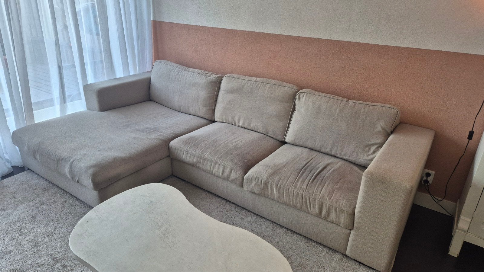 Ruime Loungebank met Longchair - 310cm breed, Huis en Inrichting, Banken | Bankstellen, Ophalen, Gebruikt, Hoekbank, 300 cm of meer