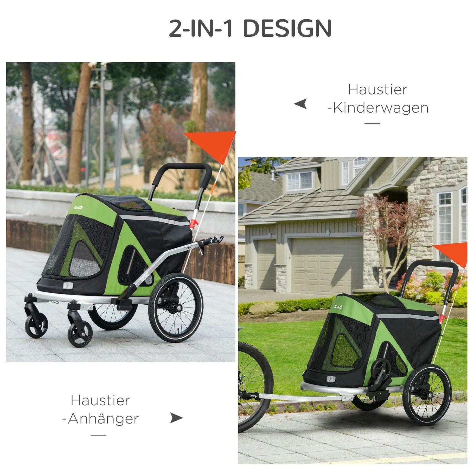 Pawhut 2 in 1 hondenbuggy en fietskar, Ophalen, Nieuw