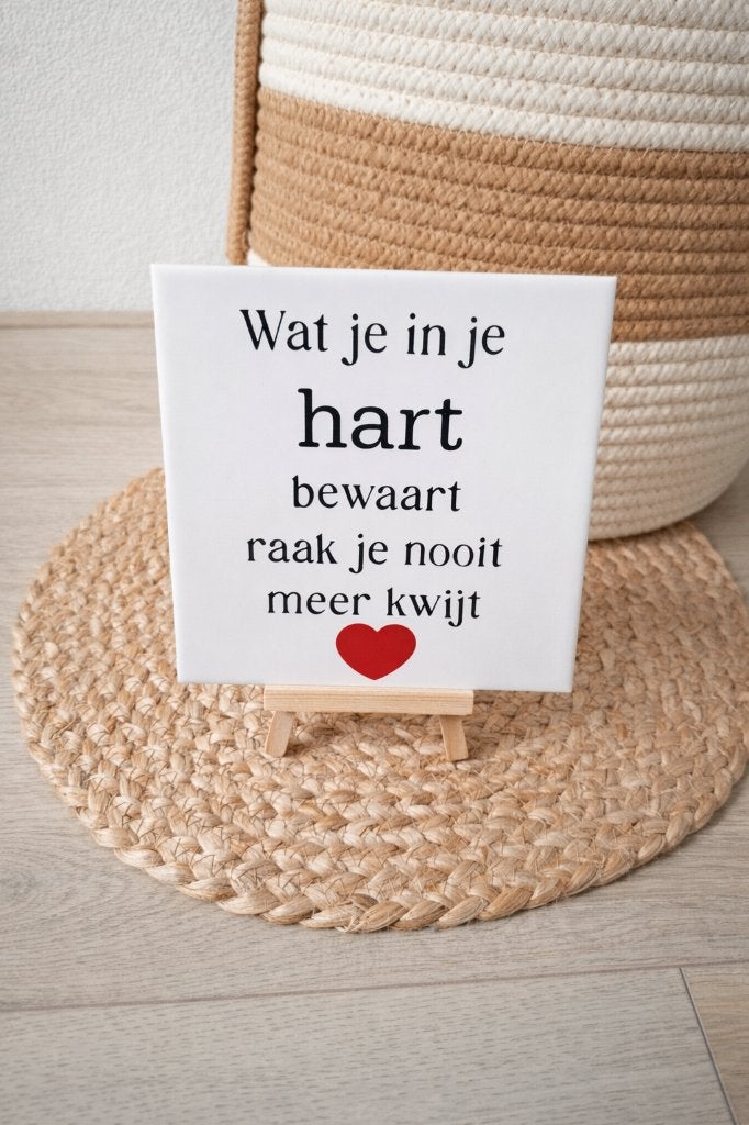 Tegel / Tegeltje met tekst Wat je in je hart bewaard raak je, Handgemaakt, 15 cm, Nieuw, 15 cm