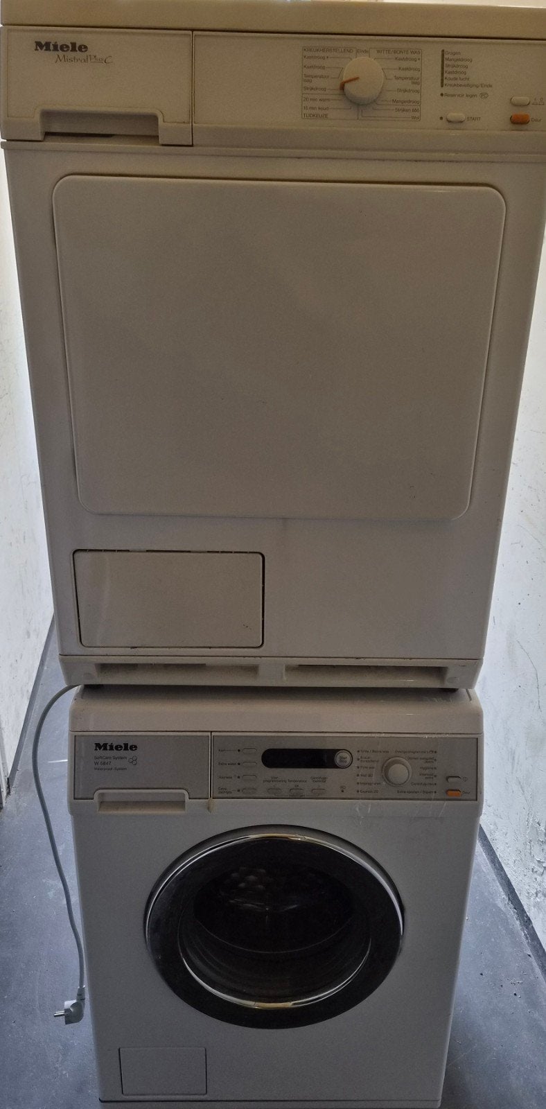 Miele Wasmachine+Condensdroger set Gratis Bezorging Mogelijk, 6 tot 8 kg, Ophalen, Gebruikt, 95 cm of meer