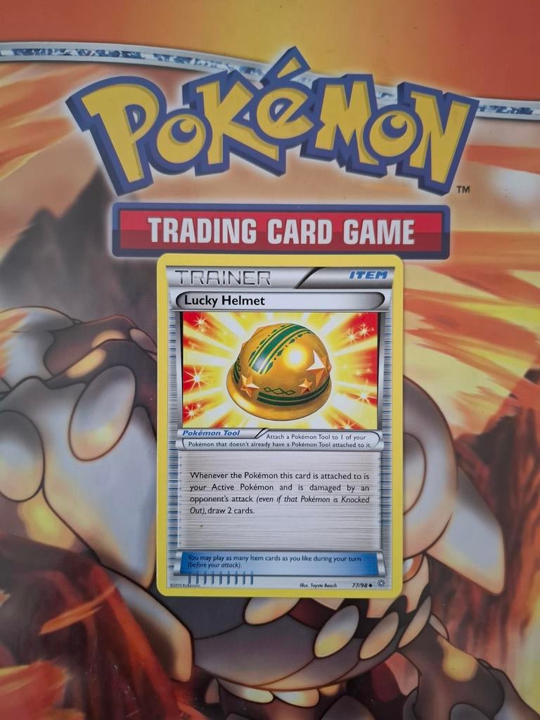 Lucky helmet 77/98 XY Ancient Origins pokemon kaart, Ophalen of Verzenden, Gebruikt, Losse kaart