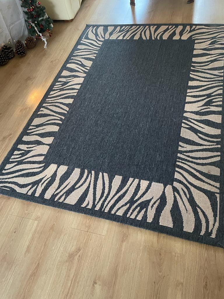 Modern tapijt met zebraprint - Grijs/beige, Ophalen, 100 tot 150 cm, Zo goed als nieuw, 150 tot 200 cm