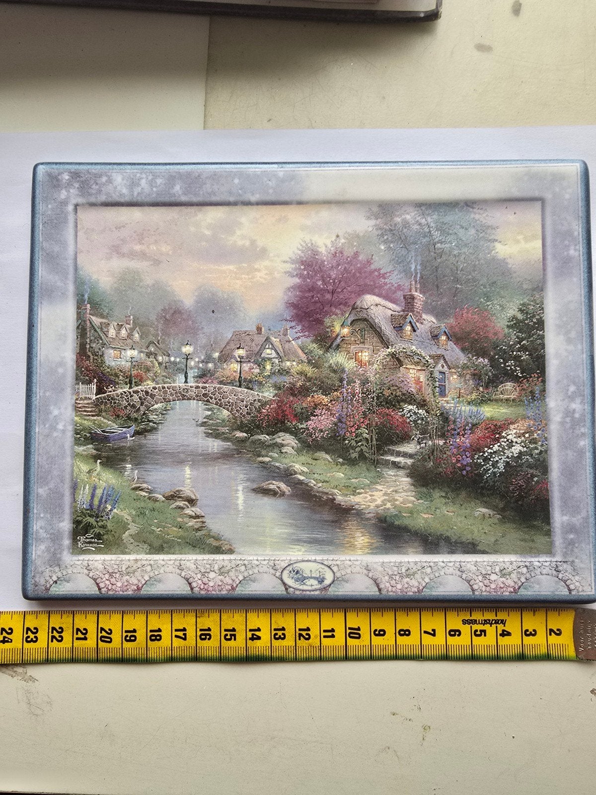 Thomas Kinkade Lamplight Bridge Bradford Exchange bord, Ophalen of Verzenden