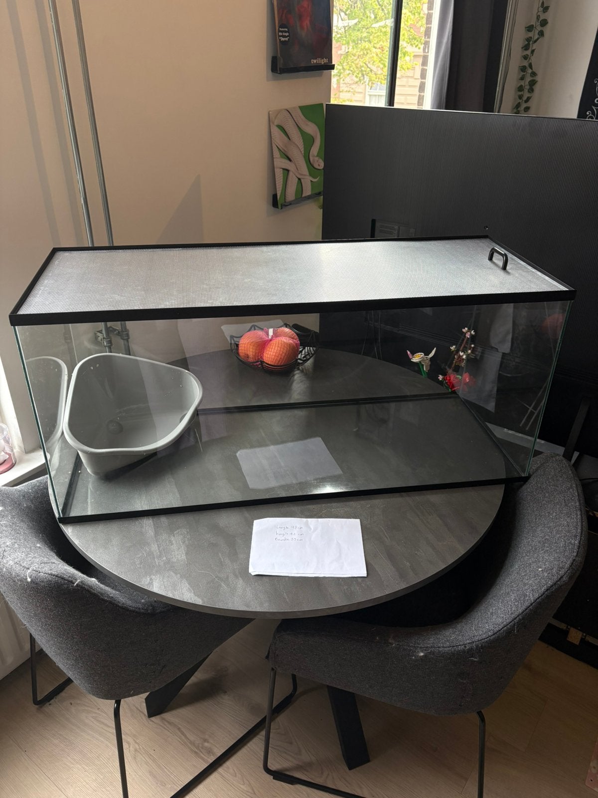 Glazen knaagdieren kooi 98cmx 39cmx 42cm, Dieren en Toebehoren, Kooi, Zo goed als nieuw, 75 tot 110 cm, Ophalen