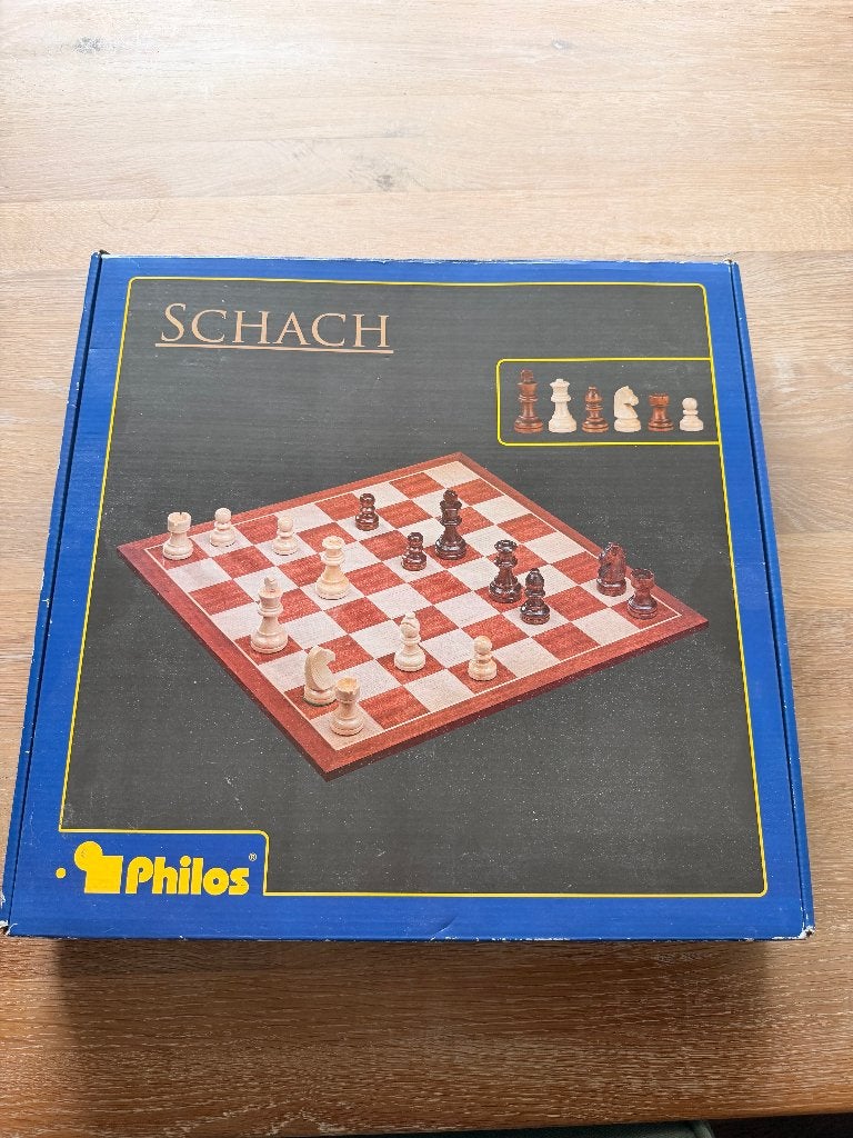 Houten schaakspel Philos, Ophalen, Minder dan 500 stukjes, Zo goed als nieuw, Schaken