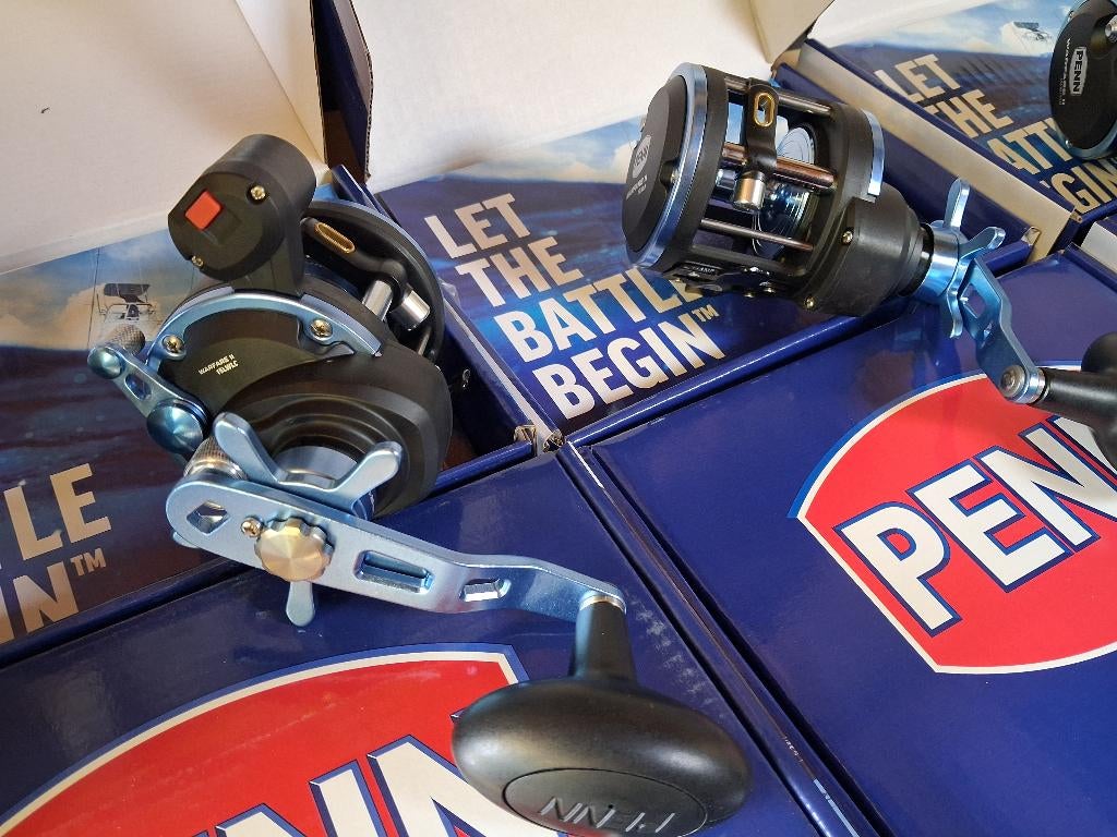 Penn Warfare II Level Wind Reels (links/rechts/line-counter), Watersport en Boten, Tinstraat, Molen, Nieuw, Ophalen of Verzenden
