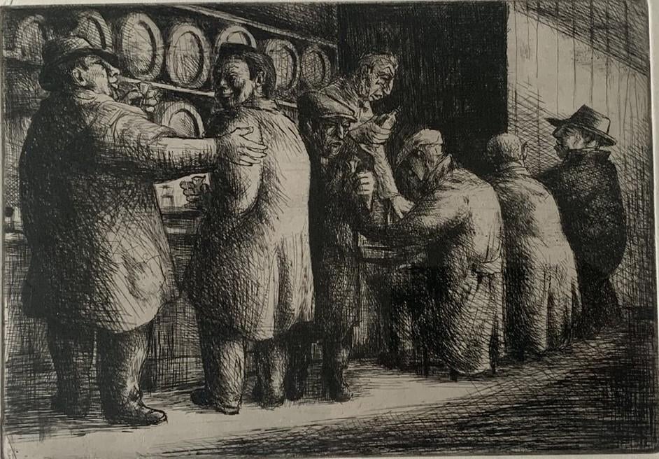Café Oosterling - Amsterdam - Ets - Hans van Norden, Antiek en Kunst, Kunst | Etsen en Gravures, Dagelijks leven, Ingelijst, Ophalen of Verzenden