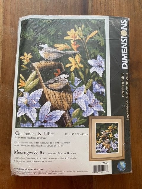 Chickadees and Lilies needlepoint dimensions Marti, Ophalen of Verzenden, Nieuw, Handborduren, Borduurpakket