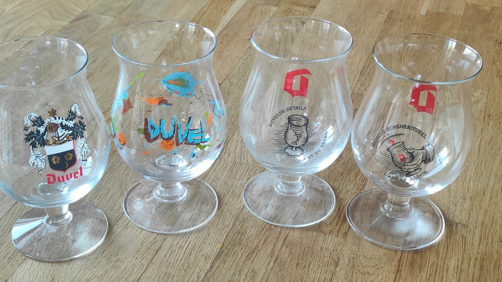 4 x vintage Duvel bier glas - Schenkritueel l'art, Ophalen of Verzenden
