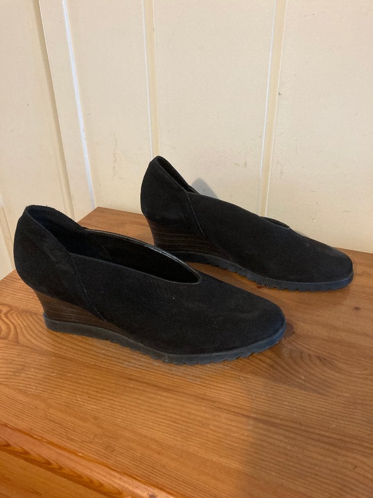 Zwarte suede leren pumps met sleehak van Arche, maat 39,5, Pumps, Verzenden, Zwart, Zo goed als nieuw