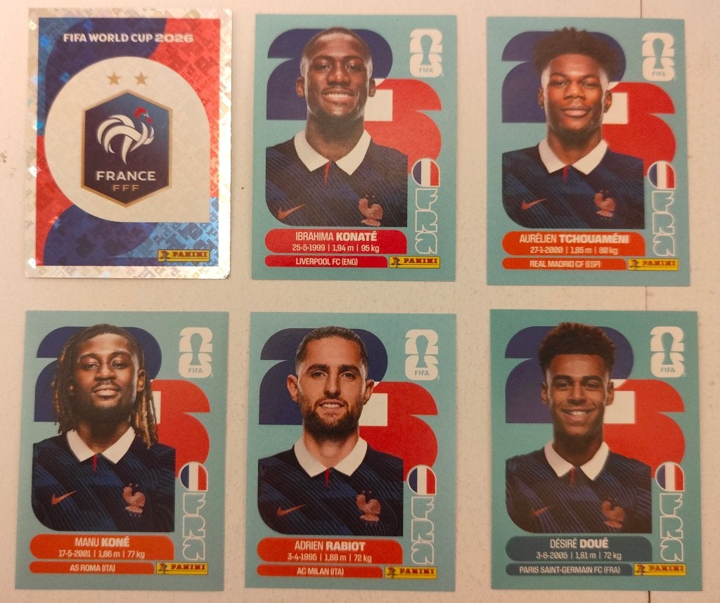Panini FIFA WK 2026 Frankrijk Team Set - 6 Stickers, Ophalen of Verzenden, Nieuw, Meerdere stickers