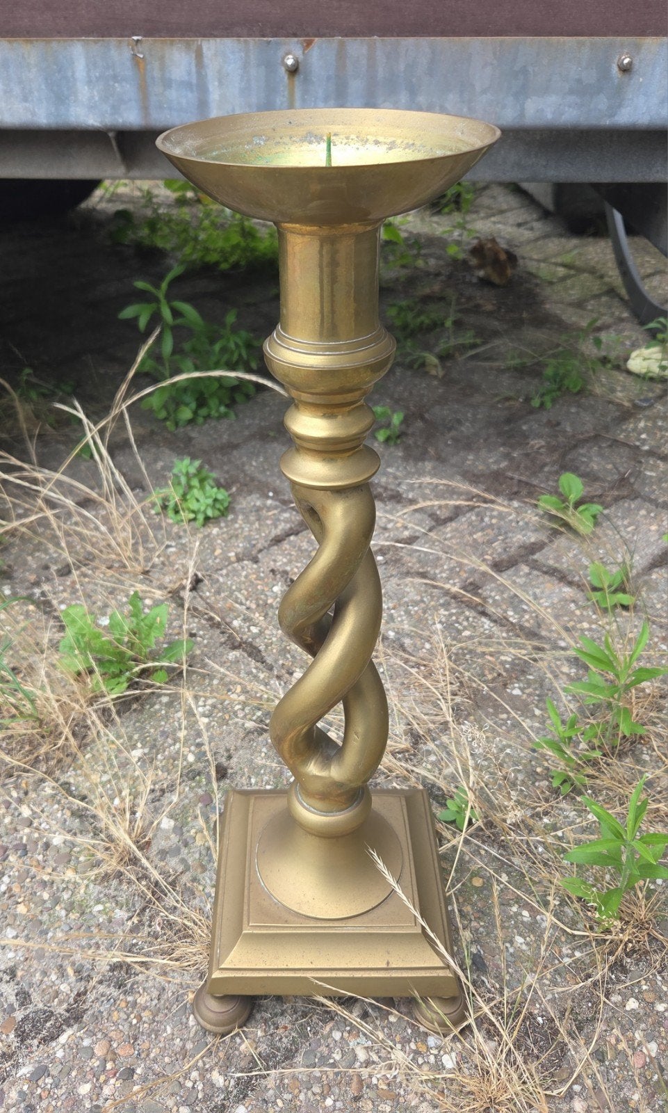 messing kandelaar barley twist, Antiek en Kunst, Ophalen of Verzenden, Koper of Brons