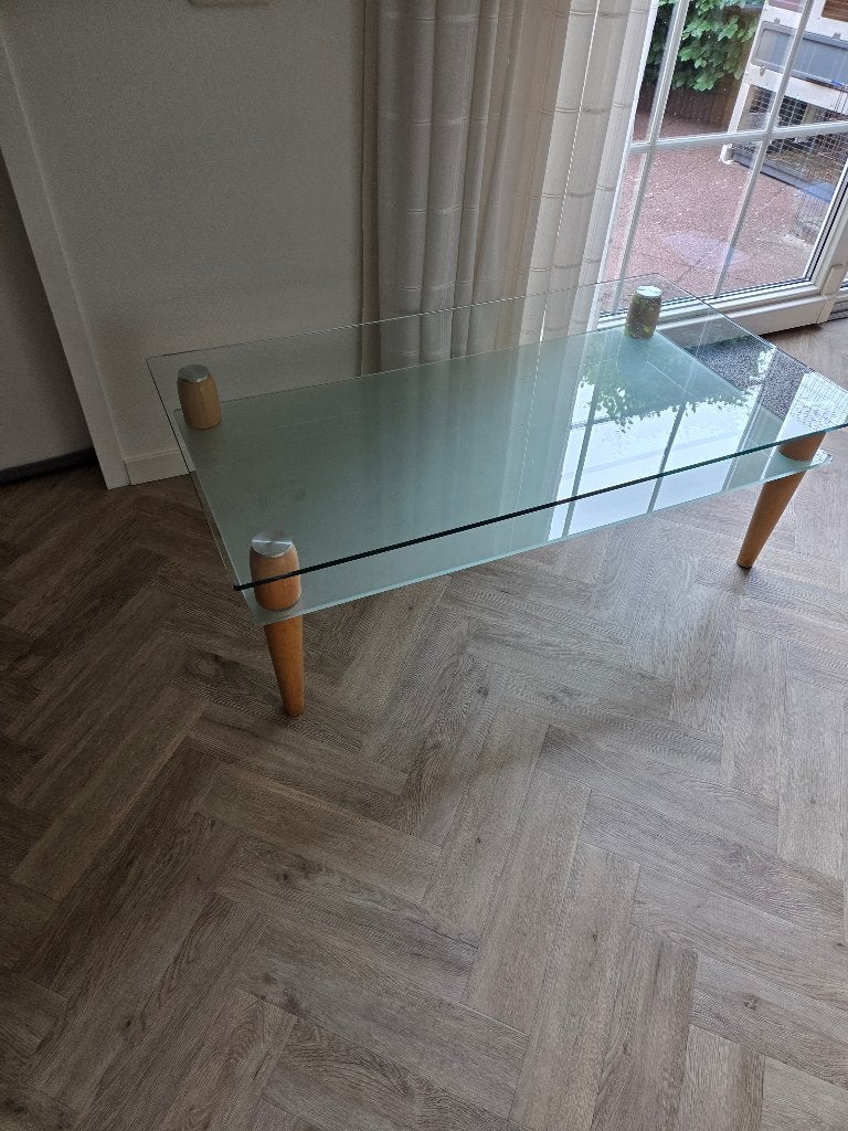Glazen salontafel, Ophalen, Gebruikt, 100 tot 150 cm, 50 tot 100 cm