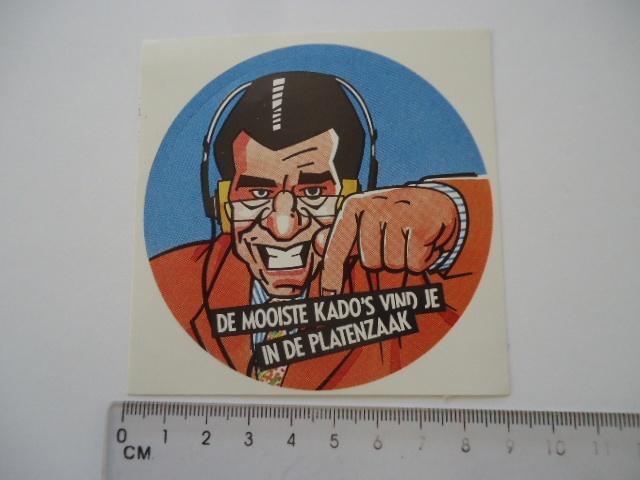 sticker oud Platenwinkel plaat vinyl lp singel grammofoon, Verzenden, Zo goed als nieuw