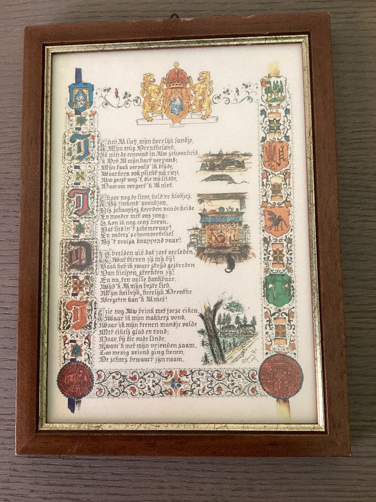 Drents volkslied, ingelijst, Ophalen of Verzenden