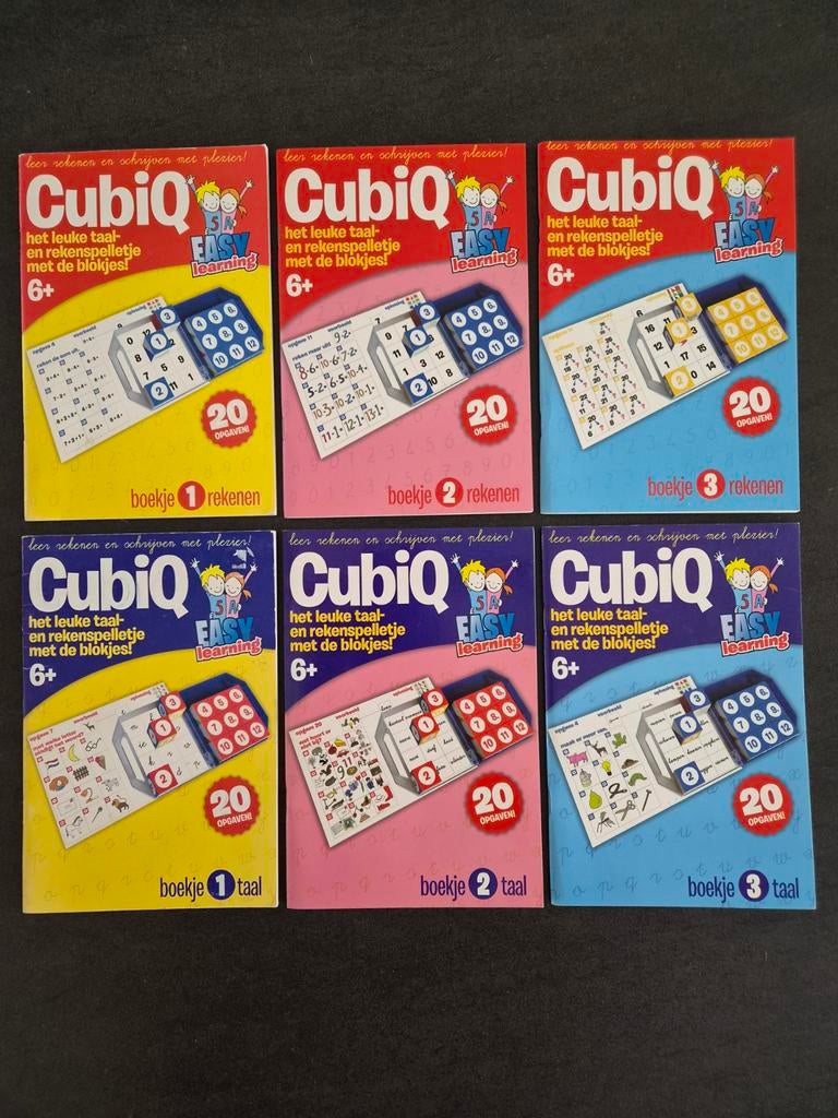 CubiQ Easy Learning Taal & Rekenen Spelletjes (6 Boekjes), Ophalen of Verzenden, Zo goed als nieuw, Taal en Lezen