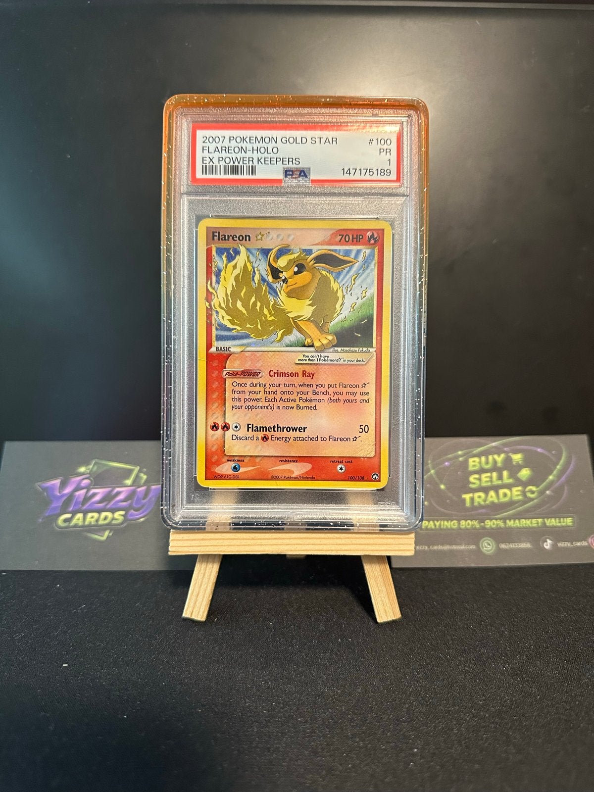Flareon Gold Star Power Keepers PSA 1, Hobby en Vrije tijd, Ophalen, Gebruikt, Losse kaart, Foil