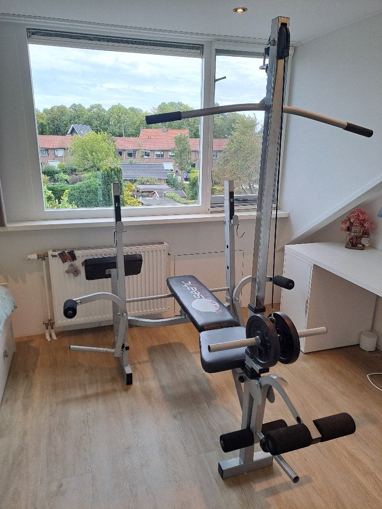 Multifunctioneel sportbank krachtstation + 25 kg gewichten, Ophalen, Gebruikt, Krachtstation, Metaal