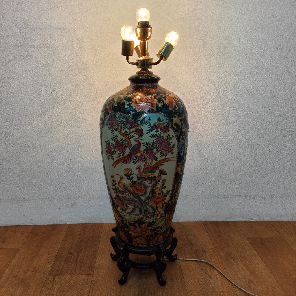 Antieke vaaslamp, Chinese tafellamp, schemerlamp porselein, Ophalen of Verzenden