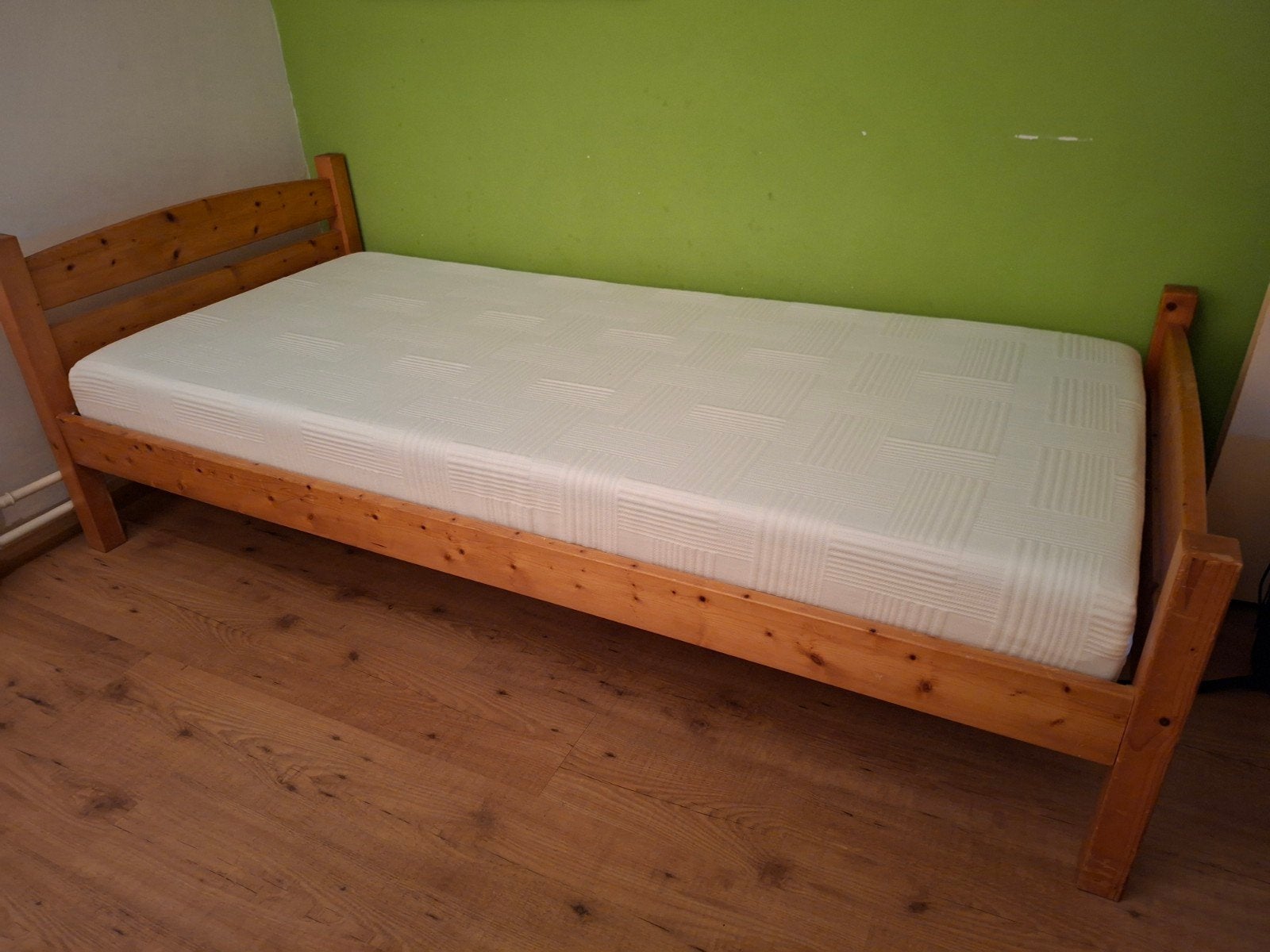Eenpersoonsbed inclusief matras, Ophalen, 90 cm, Eenpersoons, Wit