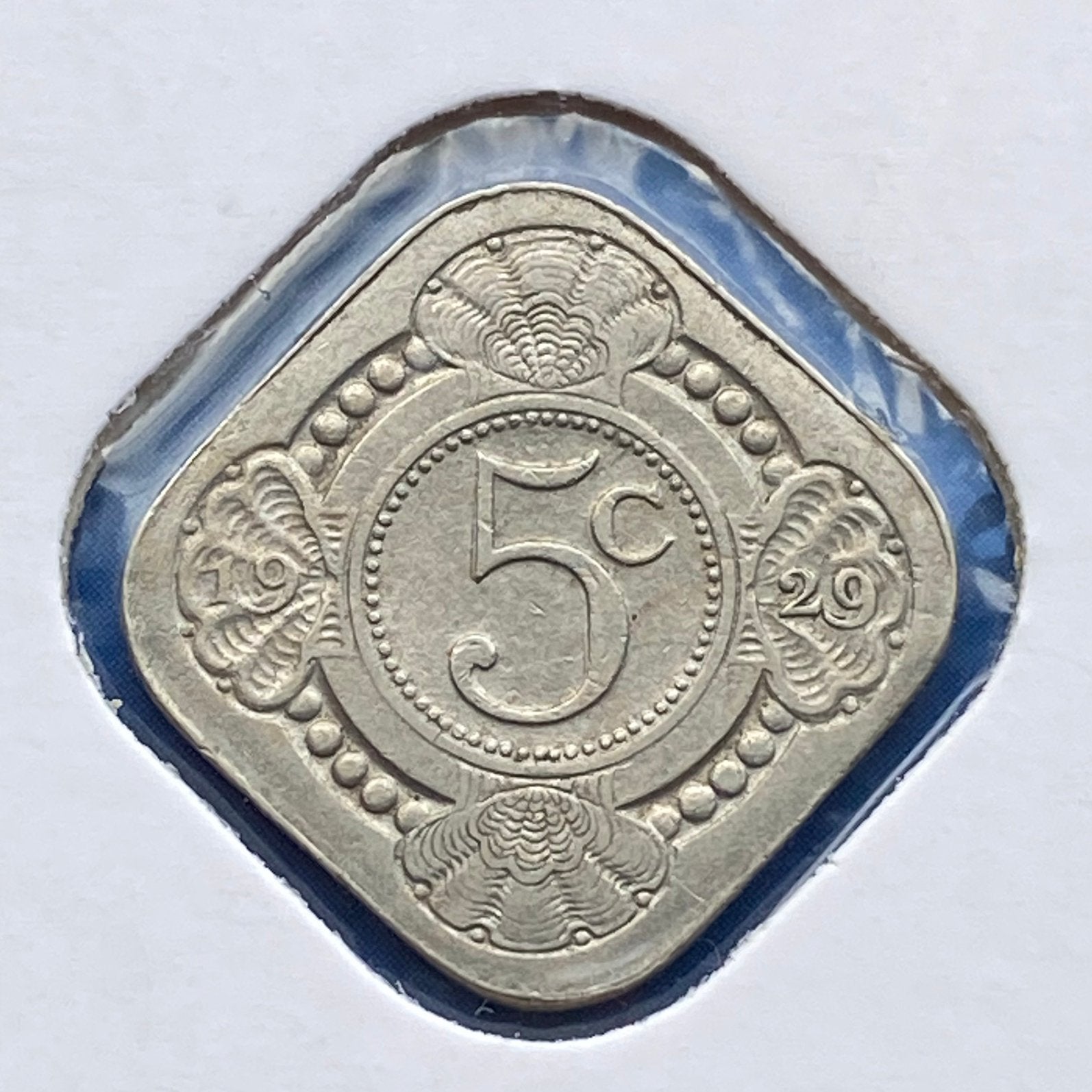 5 Cent / Vierkante Stuiver uit 1929 van Wilhelmina, Verzenden, Koningin Wilhelmina, 5 cent, Losse munt