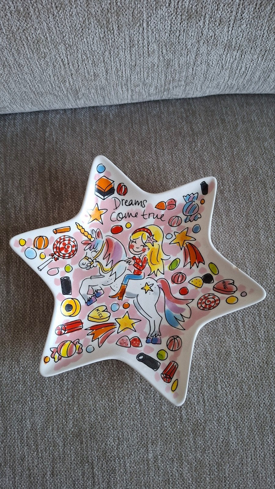 Blond Amsterdam Unicorn Ster Bordje - Dreams Come True, Ophalen, Gebruikt, Porselein of Keramiek, Schaal