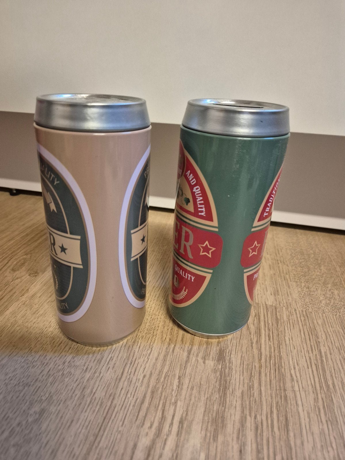 2x blikje bier spaarpot, Ophalen of Verzenden