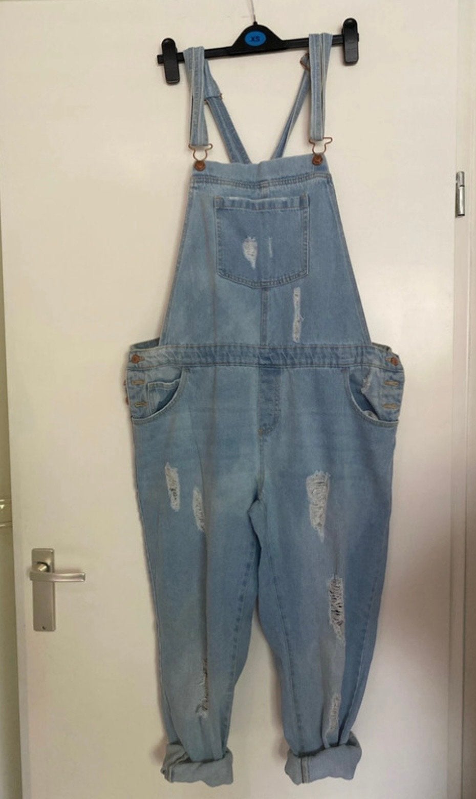 Stoere “Come on Eileen” tuinbroek, maat 48, Ophalen of Verzenden, Zo goed als nieuw, Blauw, Overige jeansmaten