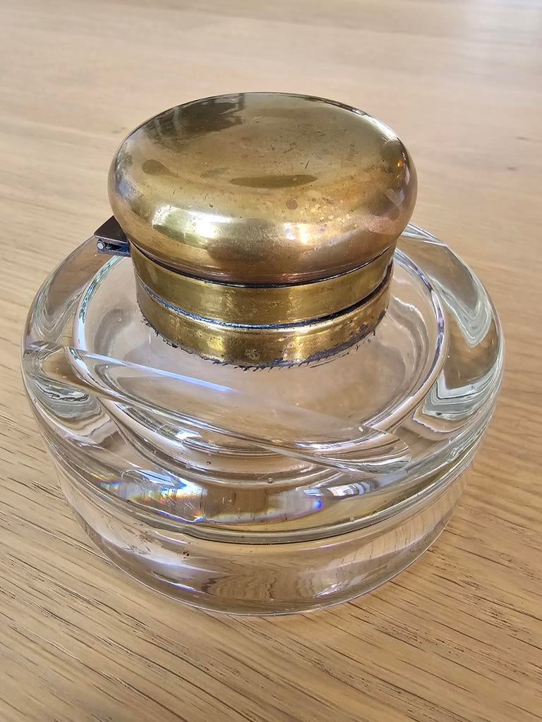 Prachtige & zeer zeldzame antieke ART DECO inktpot met koper, Ophalen of Verzenden